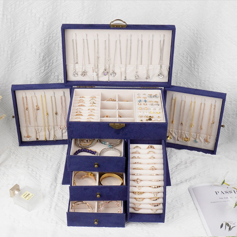Storage Jewelry Box 2025 New High-End Multi-Layered High-End Necklace Ring Bracelet Large-Capacity Jewelry Box