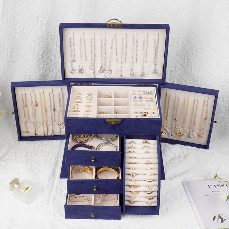 Storage Jewelry Box 2025 New High-End Multi-Layered High-End Necklace Ring Bracelet Large-Capacity Jewelry Box