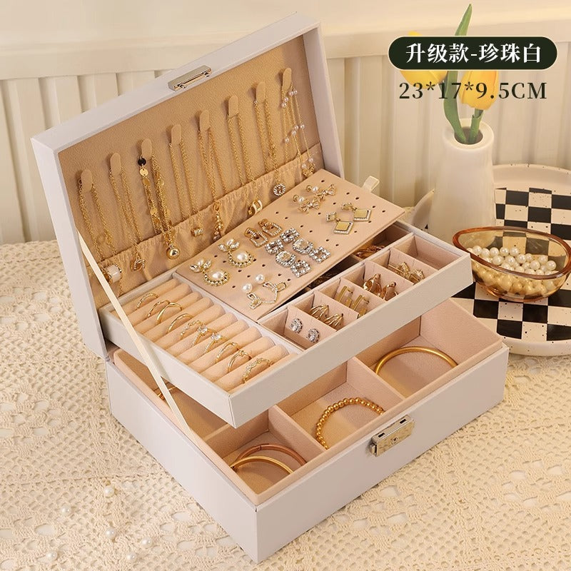 Jewelry Box Earrings Earrings Necklace Ring High-grade Exquisite Large Capacity Gold Jewelry Hand Jewelry Storage Box