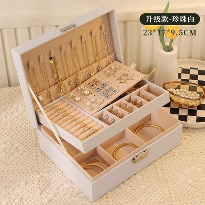 Jewelry Box Earrings Earrings Necklace Ring High-grade Exquisite Large Capacity Gold Jewelry Hand Jewelry Storage Box