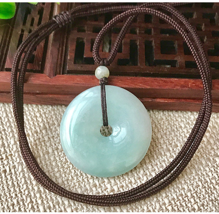 Jade Pendant with Natural Jadeite, Peaceful Buckle, Guanyin Jade Buddha, Burmese Jade Jewelry Factory Wholesale S2091518