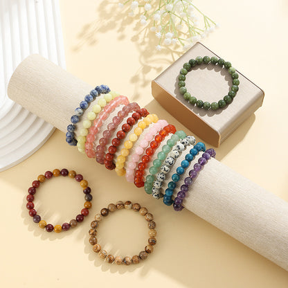 European and American Cross-Border Hot-Selling Popular Jewelry 8mm Natural Stone Bracelet Amethyst Tiger Eye Stone Agate Bracelet Jewelry
