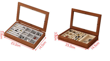 Solid Wood Flannel Jewelry Box Storage Box Ring Necklace Earrings Earrings Desktop Display Box Vintage