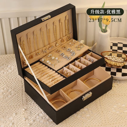 High-end jewelry storage box necklace earrings earrings earrings bracelet ring exquisite jewelry gold jewelry large capacity