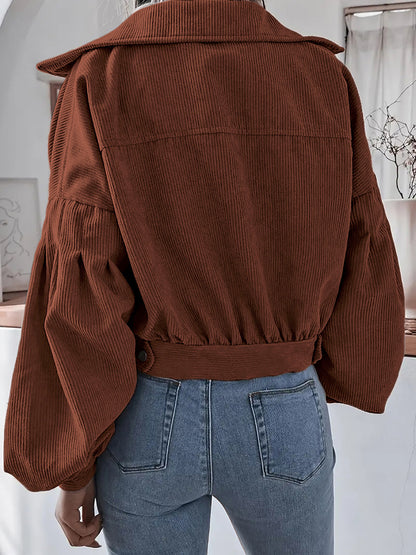 Ins Style Autumn and Winter European and American Lantern Long-Sleeved Corduroy Casual Short Outwear Jacket Amazon Hot Cross-Border Women's Clothing