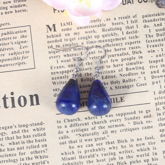Tourism Memorial Natural Lapis Lapis Lapis Drop Earrings Jewelry European and American Fashion Casual Style Crystal Jewelry Earrings