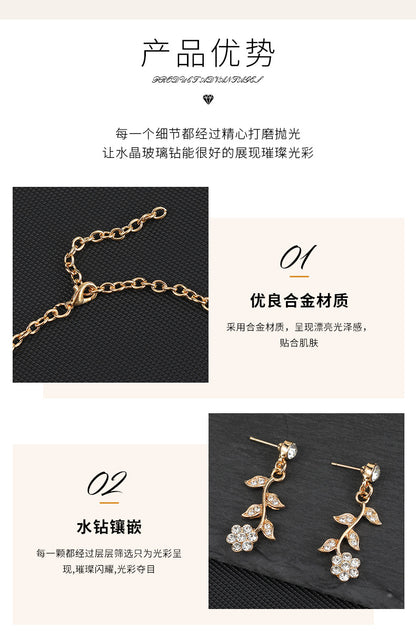 European and American Jewelry Necklaces and Earrings Set High-End Three-Piece Set Bridal Wedding Accessories New Foreign Trade Cross-Border Supply