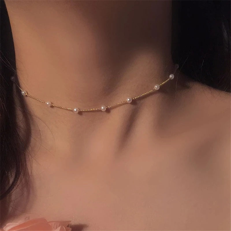 Sweet personality simple natural Joker imitation pearl necklace pearl necklace ladies necklace jewelry wholesale supply