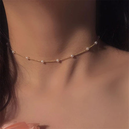 Sweet personality simple natural Joker imitation pearl necklace pearl necklace ladies necklace jewelry wholesale supply