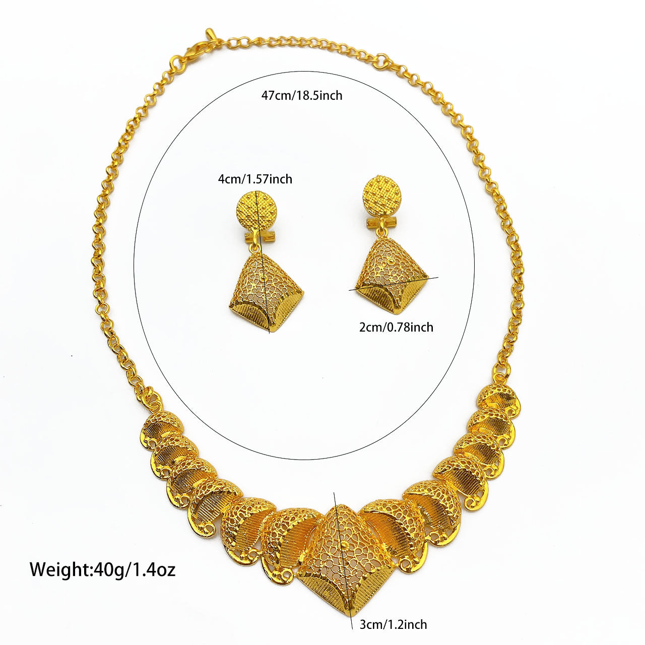 Imitation gold flower necklace earrings suit Dubai India Nigeria brass gold plated women wedding jewelry lot