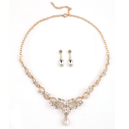 High-grade Crystal Diamond-encrusted Wedding Dress Banquet Dress Jewelry suit Matching European and American Hot-selling Cross-border Jewelry Bridal Necklace
