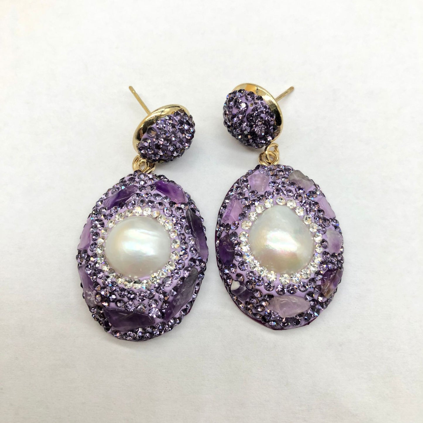 Purple Snakeskin Pearl Jewelry suit Ring Earrings Bracelet Women's Handmade Inlaid Amethyst Diamond Personality Fashion