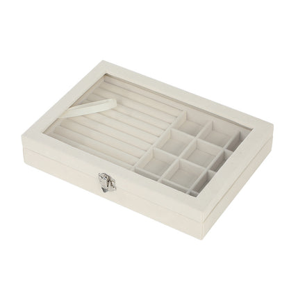 New Jewelry Box Large Capacity Flannel Jewelry Box Ring Necklace Earrings Storage Box Advanced Portable Dust-proof Box