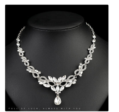 High-grade Crystal Diamond-encrusted Wedding Dress Banquet Dress Jewelry suit Matching European and American Hot-selling Cross-border Jewelry Bridal Necklace