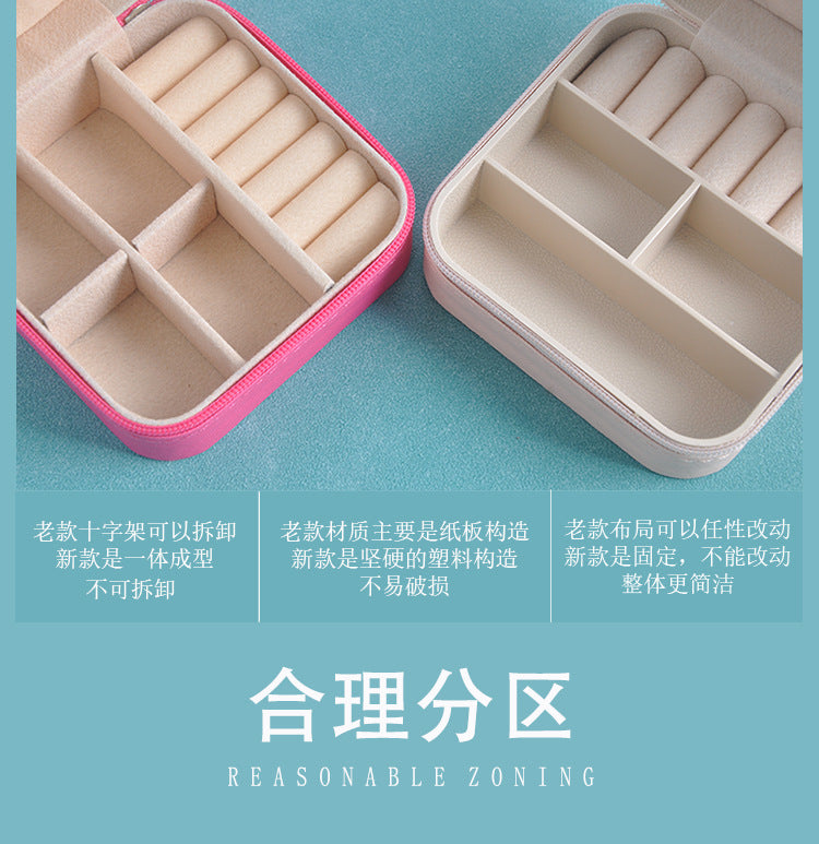 Cross-border jewelry box travel portable earring necklace ring box jewelry storage box in stock wholesale