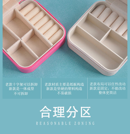 Cross-border jewelry box travel portable earring necklace ring box jewelry storage box in stock wholesale