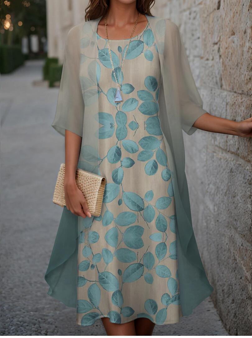 2023 European and American Hot Selling Independent Site Amazon Wish Spring & Fall Fashionable and Elegant Chiffon Dress Two-Piece Set