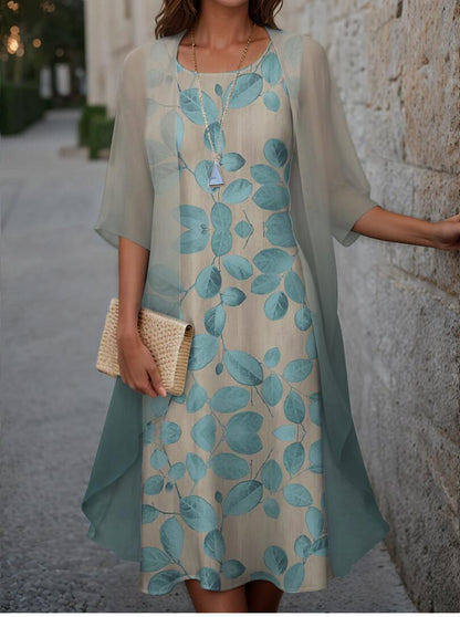 2023 European and American Hot Selling Independent Site Amazon Wish Spring & Fall Fashionable and Elegant Chiffon Dress Two-Piece Set