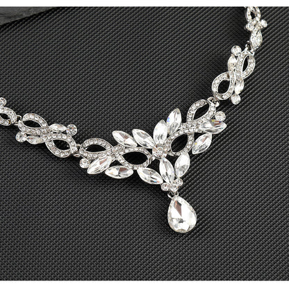 High-grade Crystal Diamond-encrusted Wedding Dress Banquet Dress Jewelry suit Matching European and American Hot-selling Cross-border Jewelry Bridal Necklace