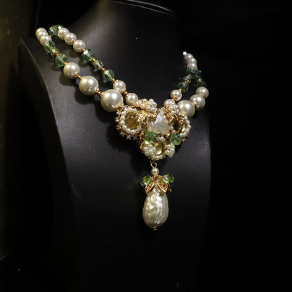 Middle Ancient Jewelry suit Baroque Water Drop vintage Court Style Elegant Retro Woolen Chain Pearl Earrings