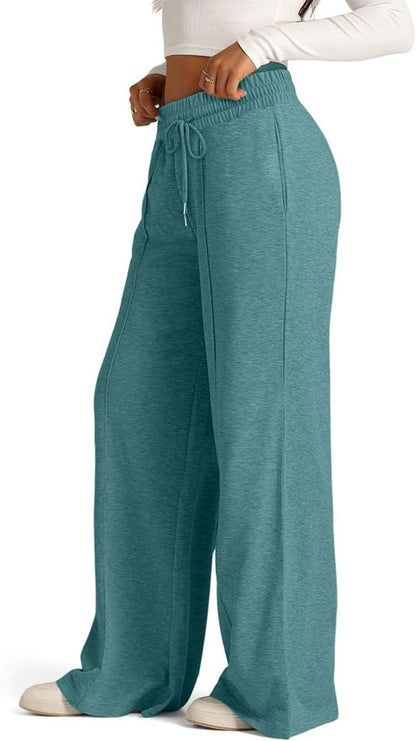 Cross-Border Export Amazon Temu2024 Spring and Summer European and American Style Pure Color Casual Wide-Leg Drawstring Elastic Waist Sweatpants