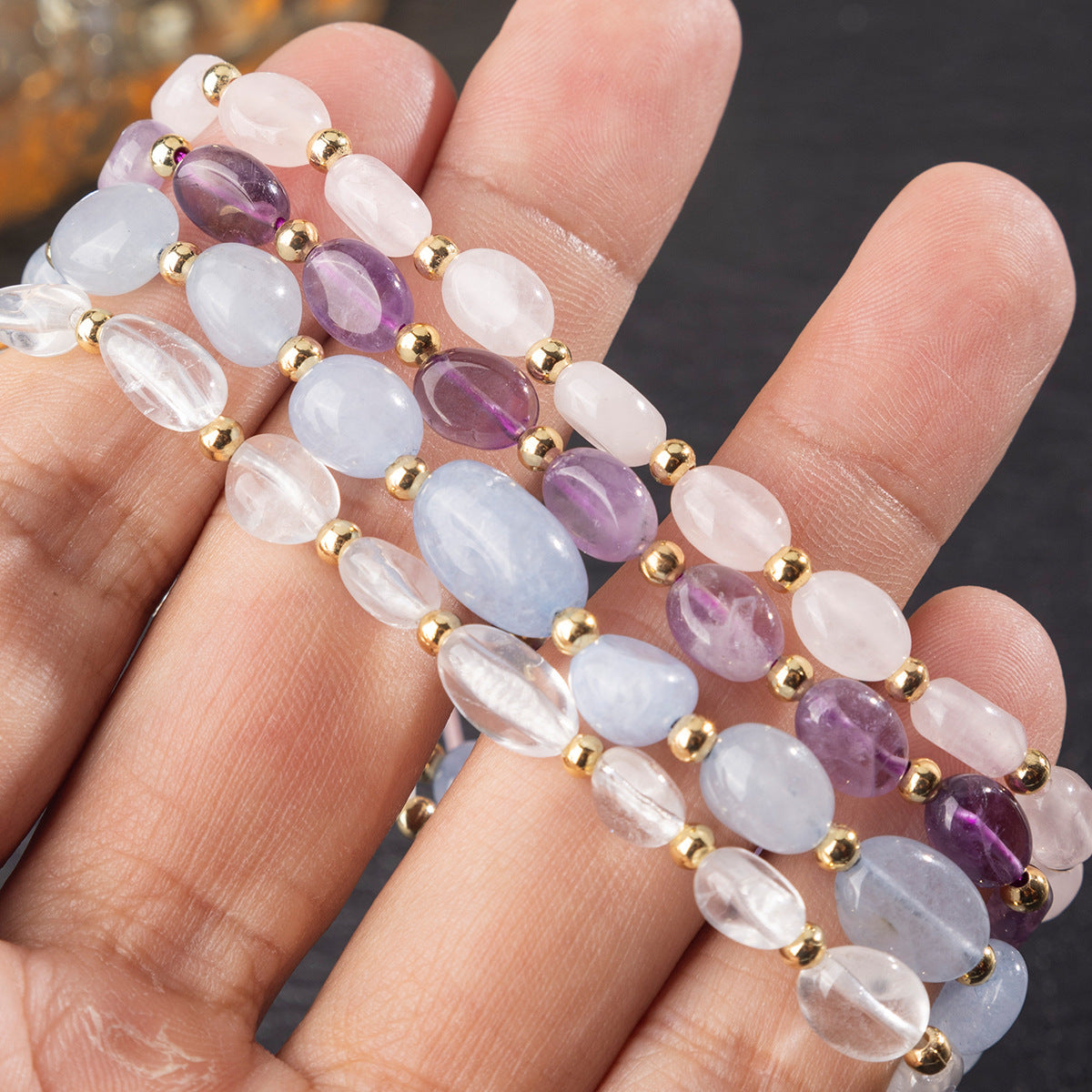 Zhuhang Jewelry Cross-Border New Natural Stone Irregular Bracelet Adjustable Braided Rope Bracelet