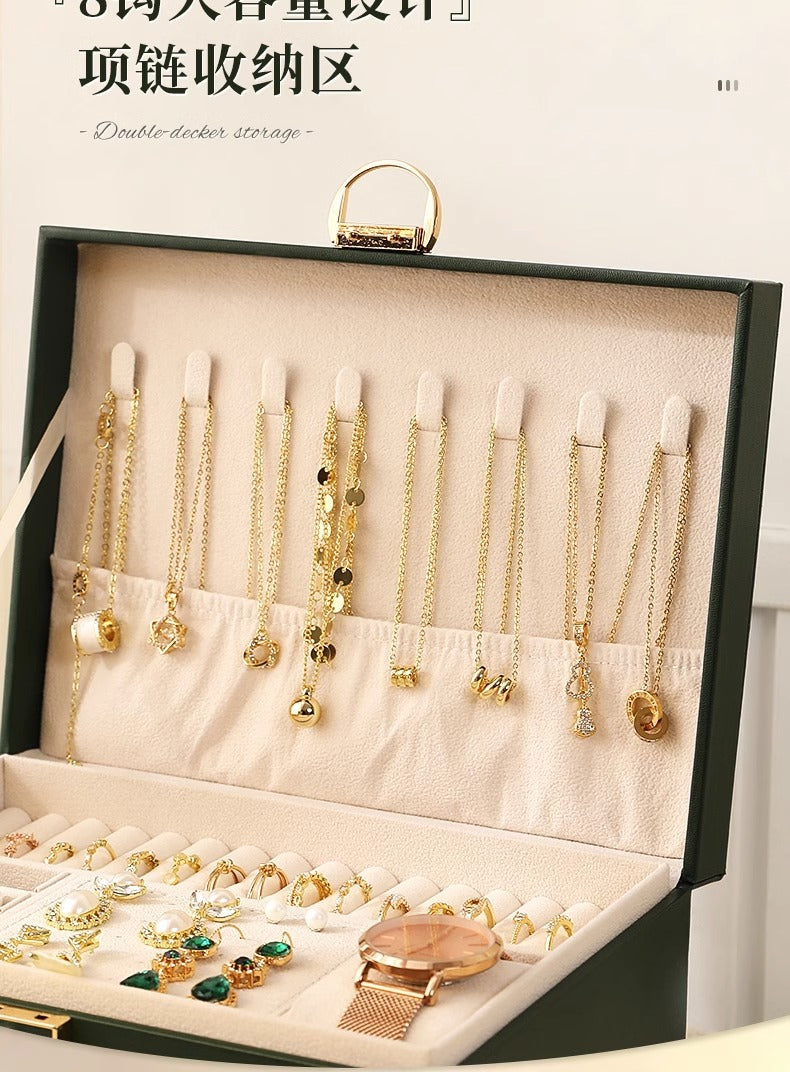 High-end jewelry storage box necklace earrings earrings earrings bracelet ring exquisite jewelry gold jewelry large capacity
