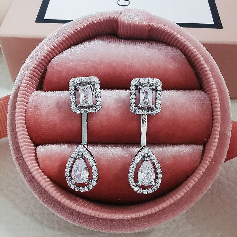 Cross Border jewelry Set Long Zircon Earrings Ring Necklace Jewelry Four Piece Set Hot Sale J6177