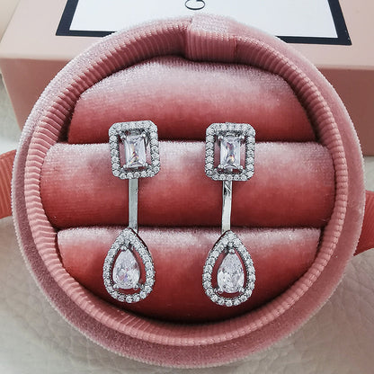 Cross Border jewelry Set Long Zircon Earrings Ring Necklace Jewelry Four Piece Set Hot Sale J6177