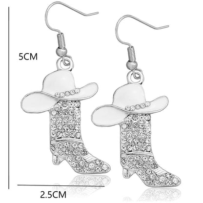 European and American personality niche western boots earrings diamond pendant earrings Joker ladies earrings jewelry wholesale 166