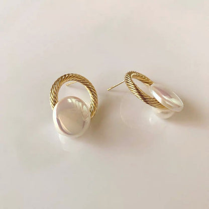 Shijia size pearl earrings women's 2024 new style multi-wearing light luxury temperament earrings s925 silver needle ear jewelry
