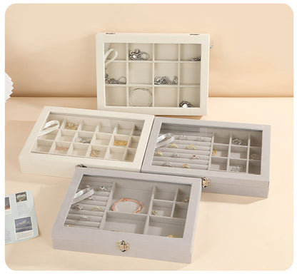 New Jewelry Box Large Capacity Flannel Jewelry Box Ring Necklace Earrings Storage Box Advanced Portable Dust-proof Box