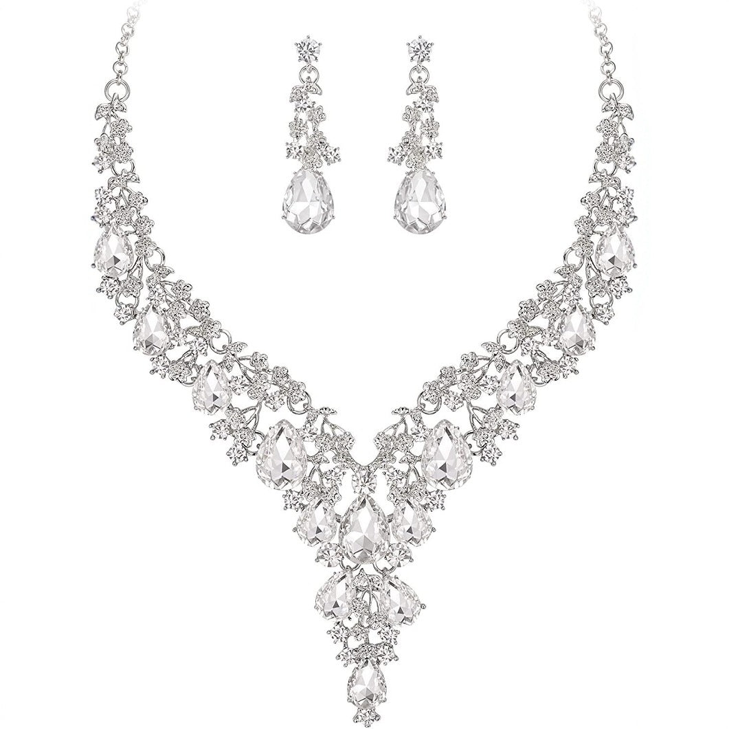 Factory Direct Sales of Cross-Border Popular Water Drop Necklace and Earrings Jewelry Sets, Wedding Dresses, Evening Wear, New Jewelry Accessories
