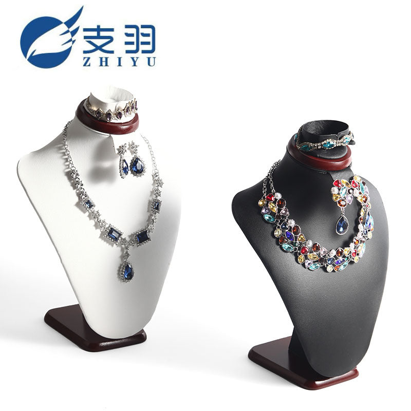 Feather Solid Wood Neck Figure Necklace Display Stand Necklace Jewelry Stand Neck Model Jewelry Jewelry Window