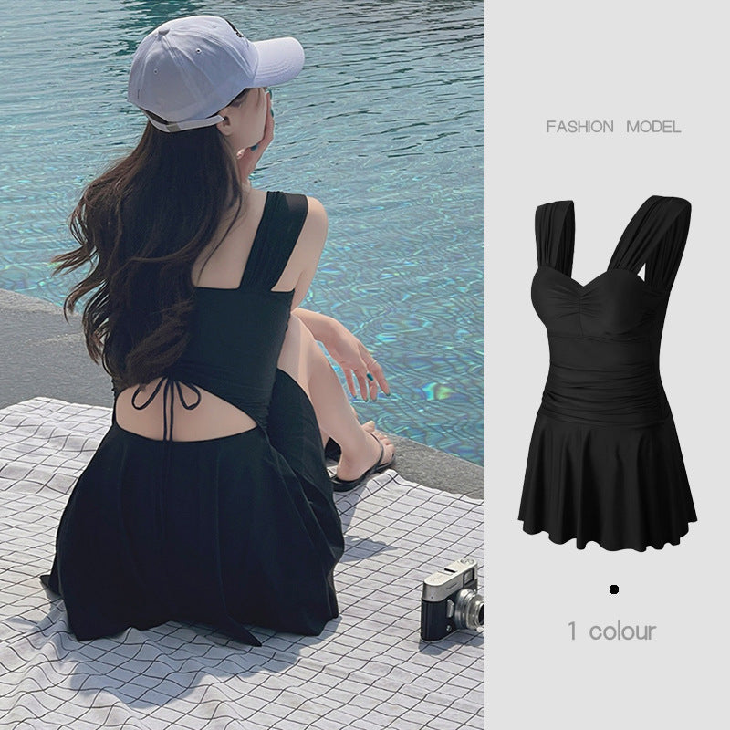 2025 New Swimsuit for Women, Conservative Belly-Covering, Slimming Look and Gathering Girl's High-End Hot Spring Anti-Exposure Swimsuit