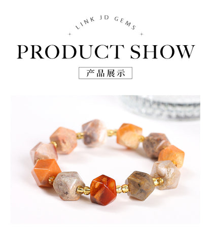 Jingdong Jewelry Natural Coral Jade Six-point Star Bracelet Personality Fashion Men's and Women's Single Circle Bracelet Wholesale