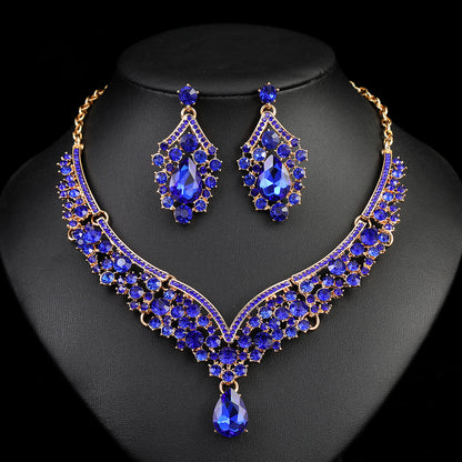 Cross-border foreign trade retro jewelry exaggerated necklace suit luxury crystal jewelry banquet dress accessories manufacturers direct supply