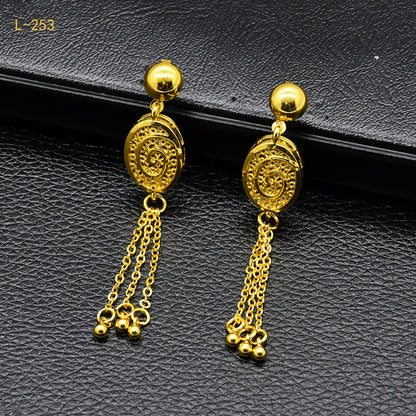 Imitation gold flower necklace earrings suit Dubai India Nigeria brass gold plated women wedding jewelry lot