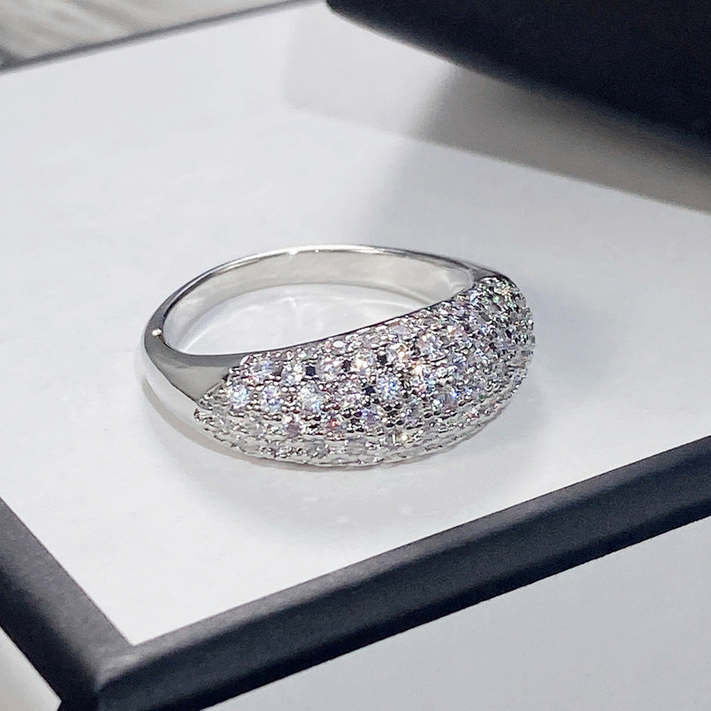 European and American Light Luxury Full Zirconia Ring for Women, High-End Dinner Hand Jewelry, Versatile, Exquisite and Fashionable Jewelry