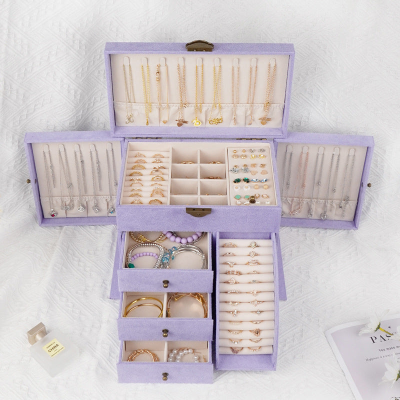 Storage Jewelry Box 2025 New High-End Multi-Layered High-End Necklace Ring Bracelet Large-Capacity Jewelry Box