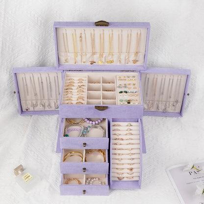 Storage Jewelry Box 2025 New High-End Multi-Layered High-End Necklace Ring Bracelet Large-Capacity Jewelry Box