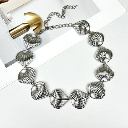 Amazon Cross-border Foreign Trade Jewelry Metal Shell Necklace Women Choker Niche Exaggerated Retro Light Luxury Clavicle Chain