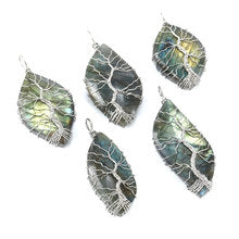 Fashion ancient silver owl tree of life pendant natural water wafer ring inlay pendant foreign trade jewelry necklace