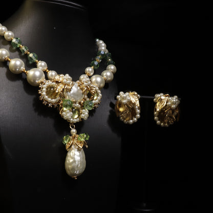 Middle Ancient Jewelry suit Baroque Water Drop vintage Court Style Elegant Retro Woolen Chain Pearl Earrings