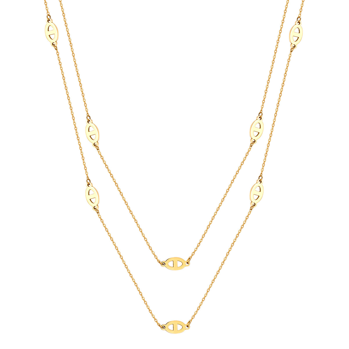 18K Titanium Steel Pig Nose Necklace Accessories Women's High-End Stacked Sweater Chain Extra Long Accessible Luxury Niche Clavicle Chain