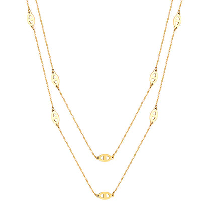 18K Titanium Steel Pig Nose Necklace Accessories Women's High-End Stacked Sweater Chain Extra Long Accessible Luxury Niche Clavicle Chain