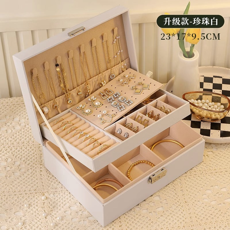 High-end jewelry storage box necklace earrings earrings earrings bracelet ring exquisite jewelry gold jewelry large capacity