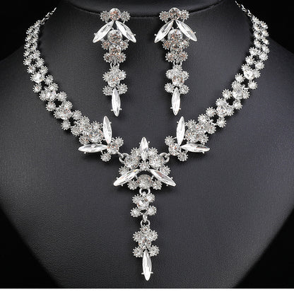 Europe and the United States Hot Jewelry Cross-border Supply Bridal Necklace suit Fashion High-end Crystal Wedding Dress Banquet Dress Jewelry
