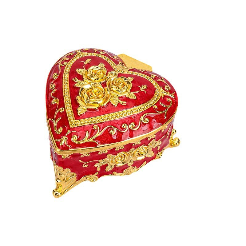 Cross-border E-commerce European-style Retro Metal Jewelry Box Exquisite Enamel Color Necklace Jewelry Storage Box Princess Jewelry Box