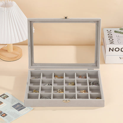 New Jewelry Box Large Capacity Flannel Jewelry Box Ring Necklace Earrings Storage Box Advanced Portable Dust-proof Box